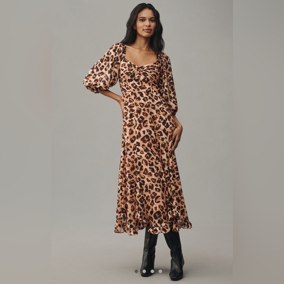 Hutch | Dresses | Anthropologie Hutch Printed Twistfront Puffsleeve  Rufflehem Dress Xl Nwot | Poshmark